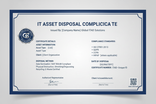 IT Asset Disposal (ITAD) Digital Compliance Certificate